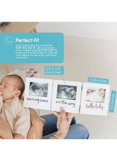 pearhead Triple Sonogram Keepsake Photo Frame, Gender Neutral Ultrasound Keepsake, Ideal Pregnancy Gift For First Time Moms, Baby Shower And Nursery Decor, 3.5”X2.5” Photo Insert, White  - Image 2