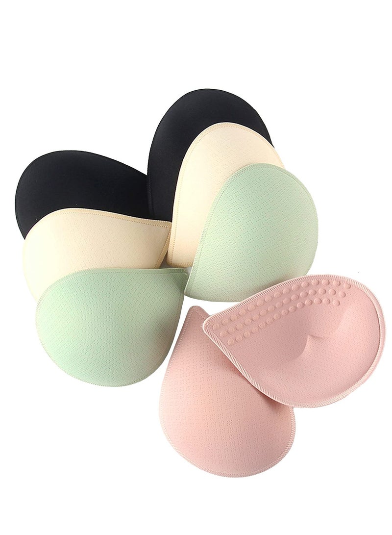 SYOSI 4 Pairs of Bra Cushion Inserts, Breathable Anti Walking Bra Inserts Removable Latex Bra Inserts for Women's Sports Cup Bra or Swimsuit Bikini Inserts (Green+Black+Pink+Apricot XL) - Image 1