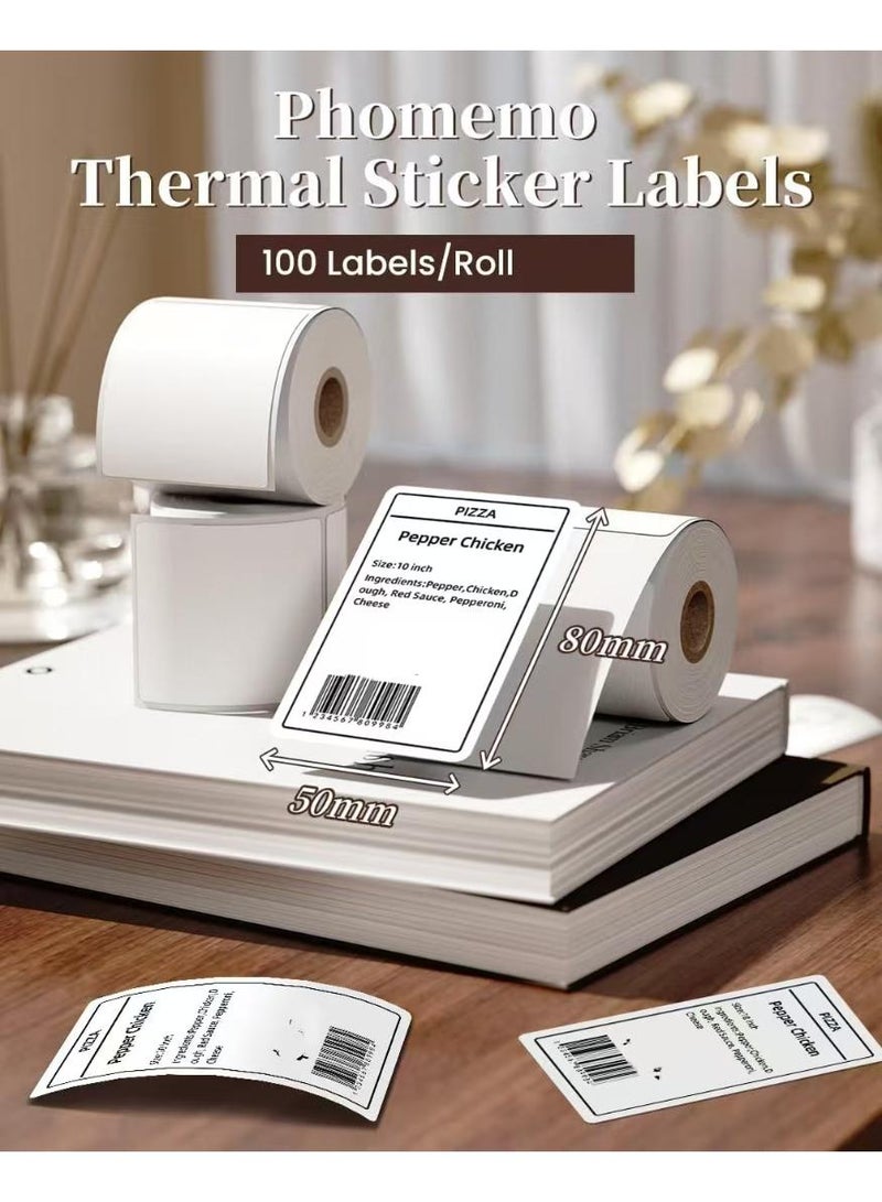 phomemo Thermal Self-Adhesive Label 50x80mm(1.97"x3.15")-100 Labels/Roll, for M110 / M220 / M221 / M150 Label Maker,M110 Address Labels Multipurpose Square Label (White) - Image 2