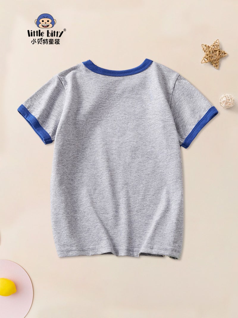 Children'S Clothing 2024 Summer Clothing Boys Gray Short Sleeve Boys Cotton Children'S T-Shirt Cartoon Pattern Summer Half Sleeve Factory - Image 3