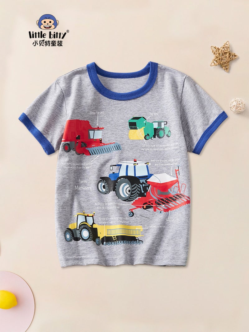 Children'S Clothing 2024 Summer Clothing Boys Gray Short Sleeve Boys Cotton Children'S T-Shirt Cartoon Pattern Summer Half Sleeve Factory - Image 2