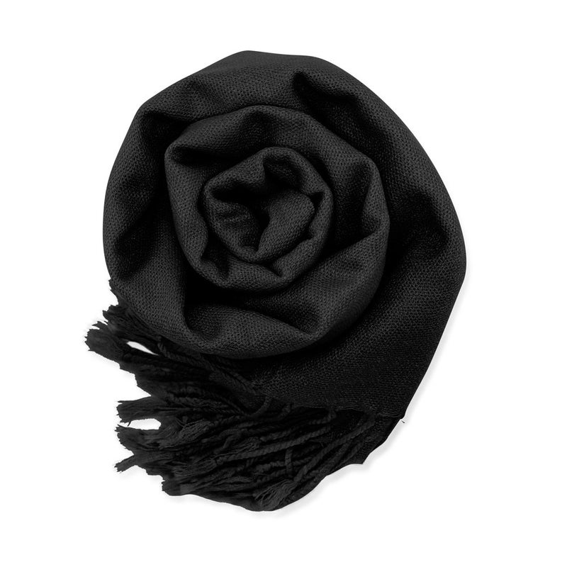 GEARONIC Soft Pashmina Scarf for Women Shawl Wrap Scarves Lady Women's Scarfs in Solid Colors- Black - Image 1