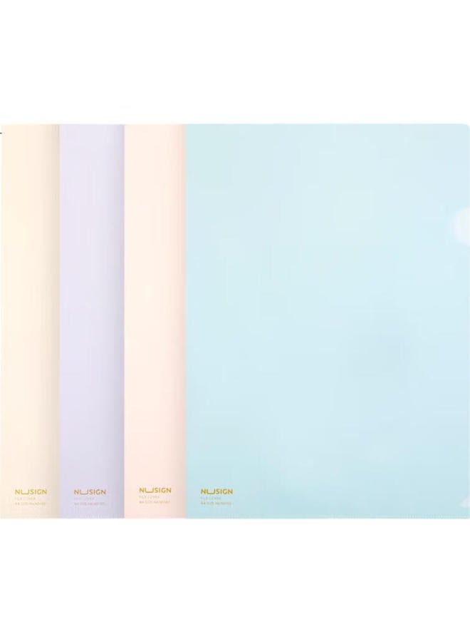 Nusign A4 Transparent Document Sleeves, Thickened L-Shaped File Folder, Open-Top Plastic Single-Sheet Clip, Side-Entry Insert Pockets, Student Office 10-Pack Ns183 (Random Color) - Image 2