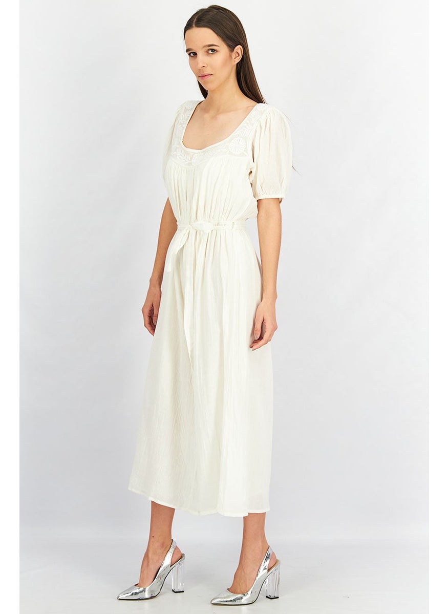 Asos Design Women Petite Embroidered Detail Short Sleeves Jumpsuit, Off White  - Image 1