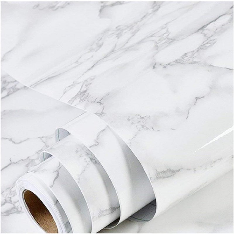 practicalWs Marble Paper Granite Gray/White Roll for Kitchen Countertop and Cabinet Renovation (17.71" x 393.7") - Image 1