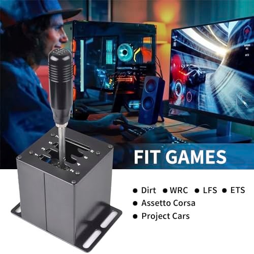 CNRAQR PC USB Simulator Shifter 7+R H Gear Shifter for LO GITECH G29/G27/G25/G920, T300RS/GT, Compatible with Gearshift PC Windows Steering Wheel for ATS ETS Dust WRC Sim Racing Game - Image 2