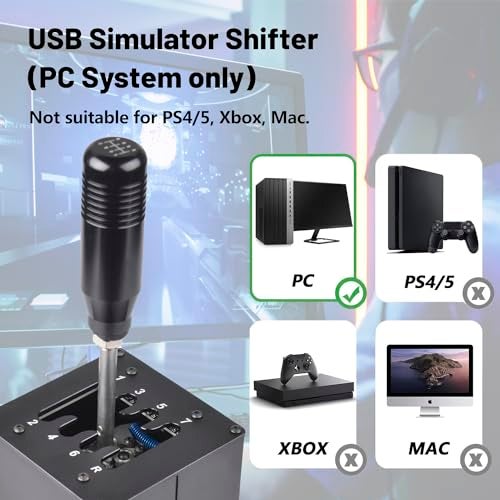 CNRAQR PC USB Simulator Shifter 7+R H Gear Shifter for LO GITECH G29/G27/G25/G920, T300RS/GT, Compatible with Gearshift PC Windows Steering Wheel for ATS ETS Dust WRC Sim Racing Game - Image 5