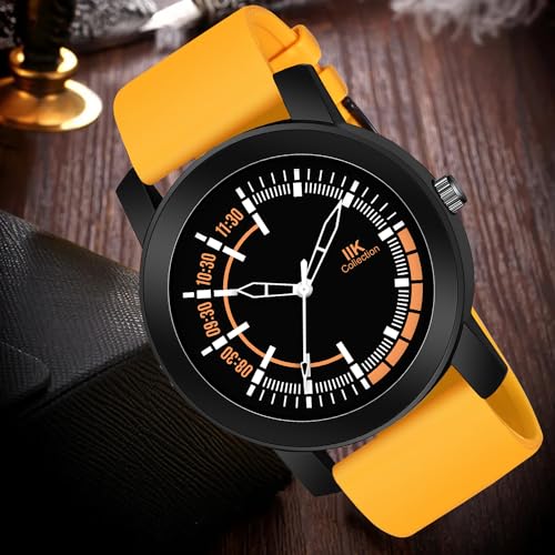 IIK COLLECTION Watches For Men Round Numerical Dial Watch With Silicon Strap Long Battery Life Stainless Steel Bracelet Black Chain With Adjustable Silicon Strap Watches For Boys. - Analogue - Image 2