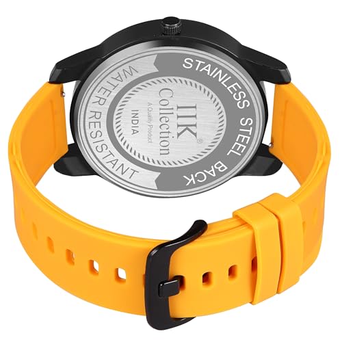 IIK COLLECTION Watches For Men Round Numerical Dial Watch With Silicon Strap Long Battery Life Stainless Steel Bracelet Black Chain With Adjustable Silicon Strap Watches For Boys. - Analogue - Image 5