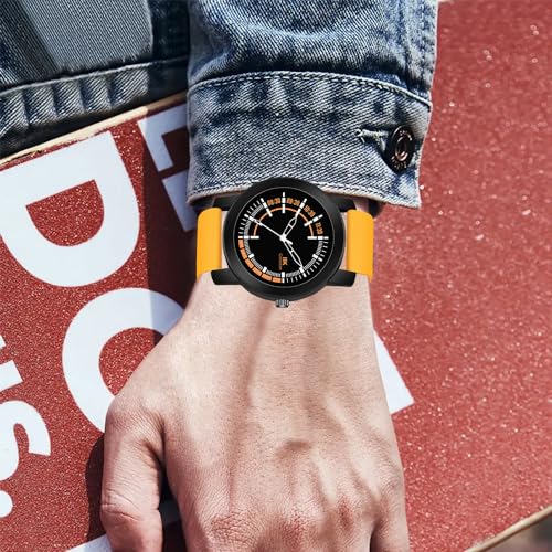 IIK COLLECTION Watches For Men Round Numerical Dial Watch With Silicon Strap Long Battery Life Stainless Steel Bracelet Black Chain With Adjustable Silicon Strap Watches For Boys. - Analogue - Image 3