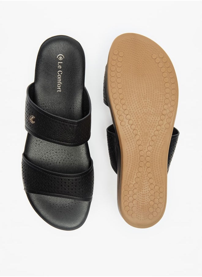 Le Confort - Women Textured Slip-On Flat Sandals - Image 1