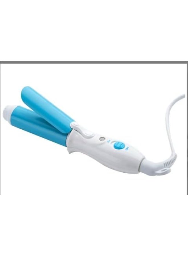 مكواة تجعيد وفرد شعر محمولة من السيراميك – تصميم صغير للسفر مع تسخين فوري ولمسة نهائية براقة للشعر -– تمويج وفرد احترافي بسهولة ( متعدد الالوان ) (لبني) - Image 1