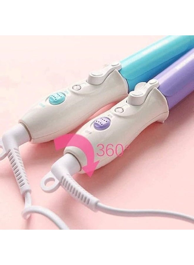 مكواة تجعيد وفرد شعر محمولة من السيراميك – تصميم صغير للسفر مع تسخين فوري ولمسة نهائية براقة للشعر -– تمويج وفرد احترافي بسهولة ( متعدد الالوان ) (لبني) - Image 5