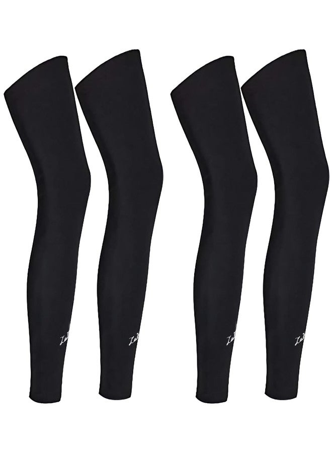 Luwint Long Compression Leg Sleeves for Women Men 2 Pairs Comfortable and Non-Slip UV Protection Leg Knee Brace Supports for Sports Basketball Running Cycling (Large) - Image 1