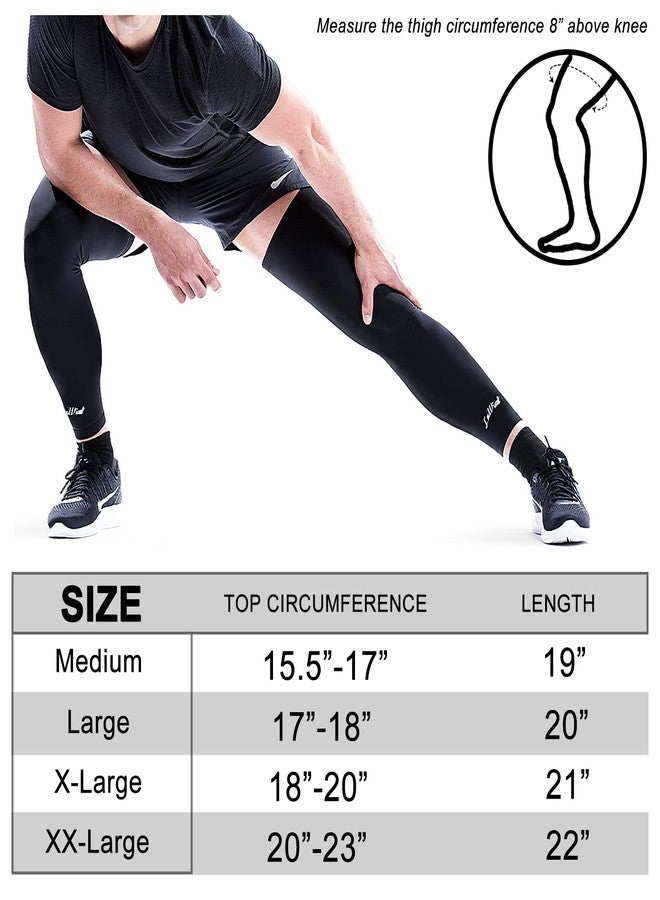 Luwint Long Compression Leg Sleeves for Women Men 2 Pairs Comfortable and Non-Slip UV Protection Leg Knee Brace Supports for Sports Basketball Running Cycling (Large) - Image 4