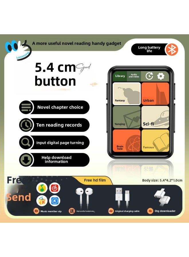 Bluetooth Mp4 Walkman Mp3 Senior High School For Reading Novels Mp5 E-book Reading Artifact P3p4mp7-Body Color:5.4 Button Super Long Battery Model/bluetooth 6.0 [free Headphones/music Members/otg/cloth Bag/card Reader/hd Film/increased Battery/freight Insurance-Memory Capacity:16gb [more Than 1,400 Popular Boys + Girls-type Novels + Songs + Movies] - Official Standard Configuration + [original Charger + Apple-specific Hand  - Image 1