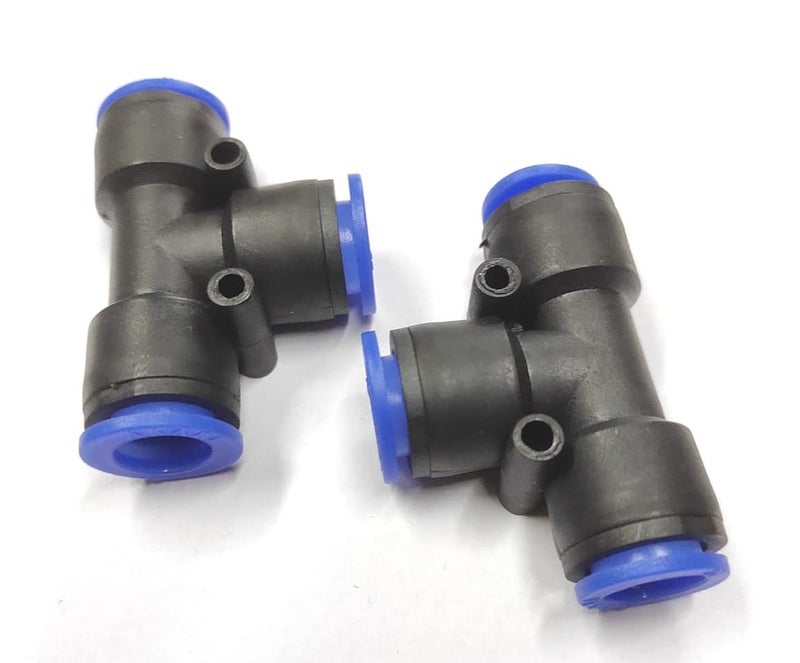 DLEIN 12mm X12mm X12mm One Touch Push In Tee Shape 3 Way Connector Quick Fittings Pneumatic Straight Push Connector in Pneumatic Quick Fittings Size12mm X12mmX12mm T(Pack of 2) - Image 2