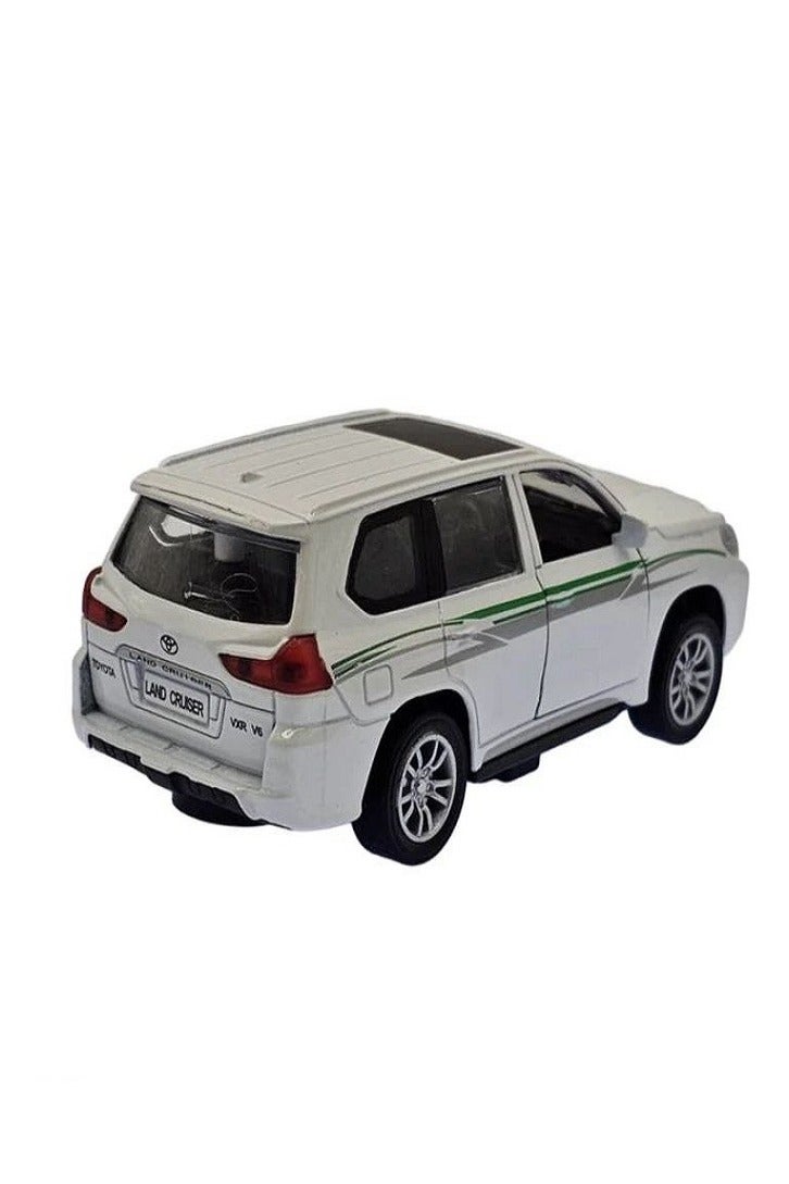 داي كاست نموذج سيارة تويوتا برادو الرياضية متعددة الاستخدامات مصبوب بمقياس 1/46 مع أضواء وصوت - سيارة نموذجية من سبائك معدنية مصبوبة - أبواب أمامية مفتوحة - مقاس تقريبي 12.7 سم (بدون علبة - أبيض) - Image 4