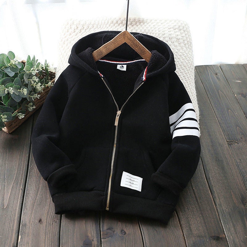 Boys' Fleece-Lined Jacket Children's Clothing 2025 Winter New Thickened Lamb Wool Warm Cotton Coat for Older Children - Image 1