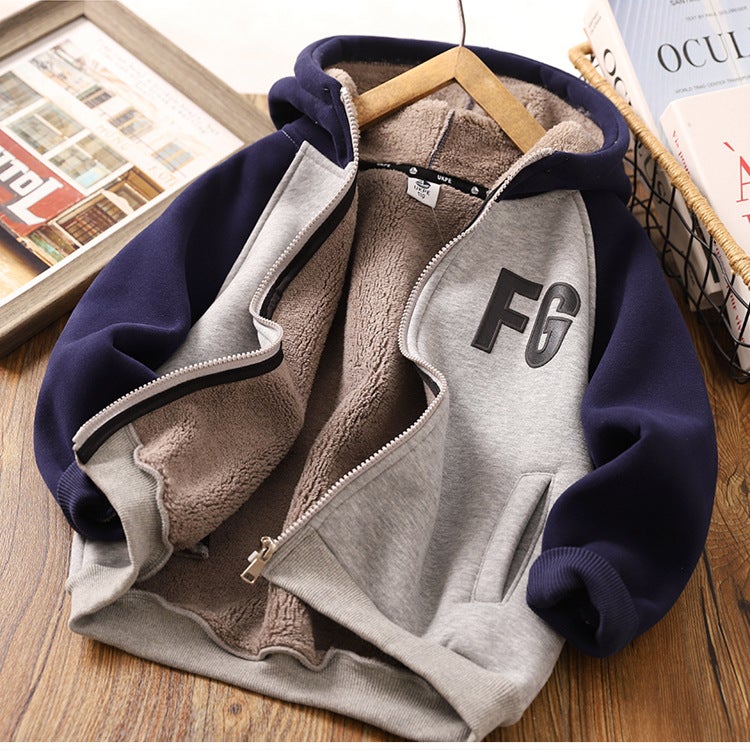 Boys' Fleece-Lined Jacket Children's Clothing 2025 Winter New Thickened Lamb Wool Warm Cotton Coat for Older Children - Image 5