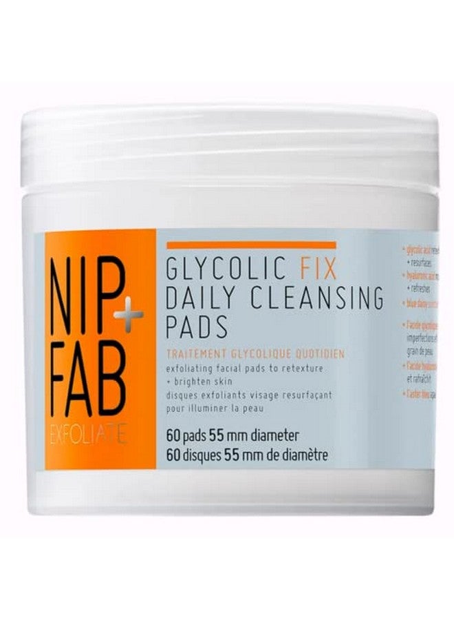 NIP+FAB مناديل تنظيف الوجه اليومية Nip + Fab Glycolic Acid Fix مع حمض الهيالورونيك، منظف الوجه AHA لتقشير البشرة وتوحيد لونها وتفتيحها، 60 منديلًا - Image 1
