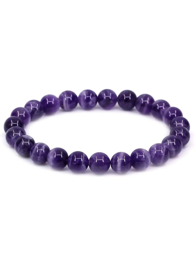 CHENYUE Unisex Semi Precious Gemstone Round Beads Stretch Bracelet - 8mm, 7in