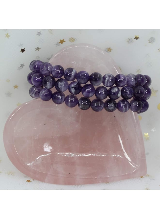 CHENYUE Unisex Semi Precious Gemstone Round Beads Stretch Bracelet - 8mm, 7in