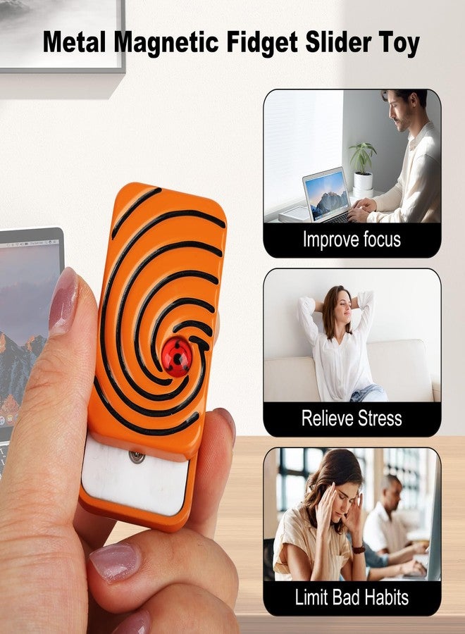 Bihevn Magnetic Fingertip Slider -Infinite Magnetic Slider, EDC Fingertip Toy, Metal Portable Stress Relief Tool for Adults Gifts for Boyfriends, Husbands, and Fathers（Orange Color） - Image 4