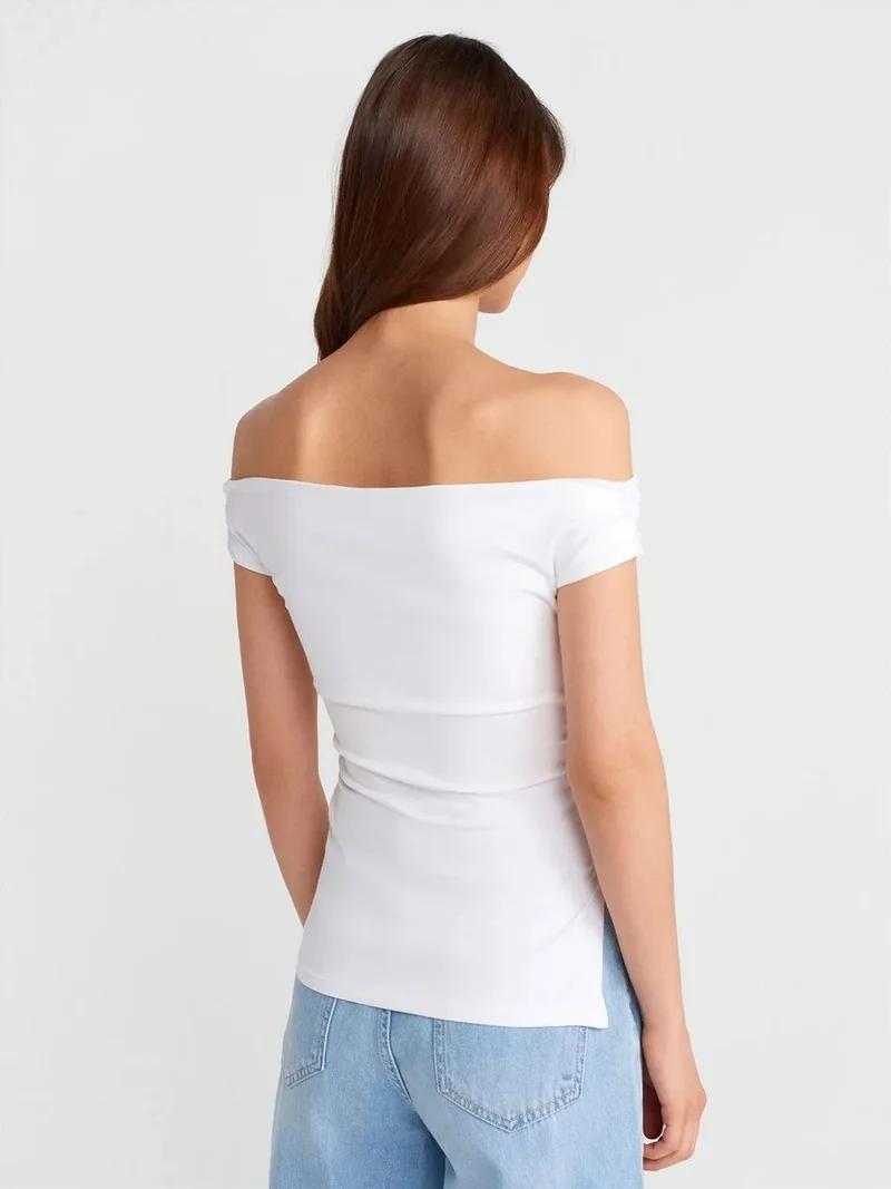 Dilvin Dilvin Women’s Off-shoulder Slim-fit Jersey Blouse