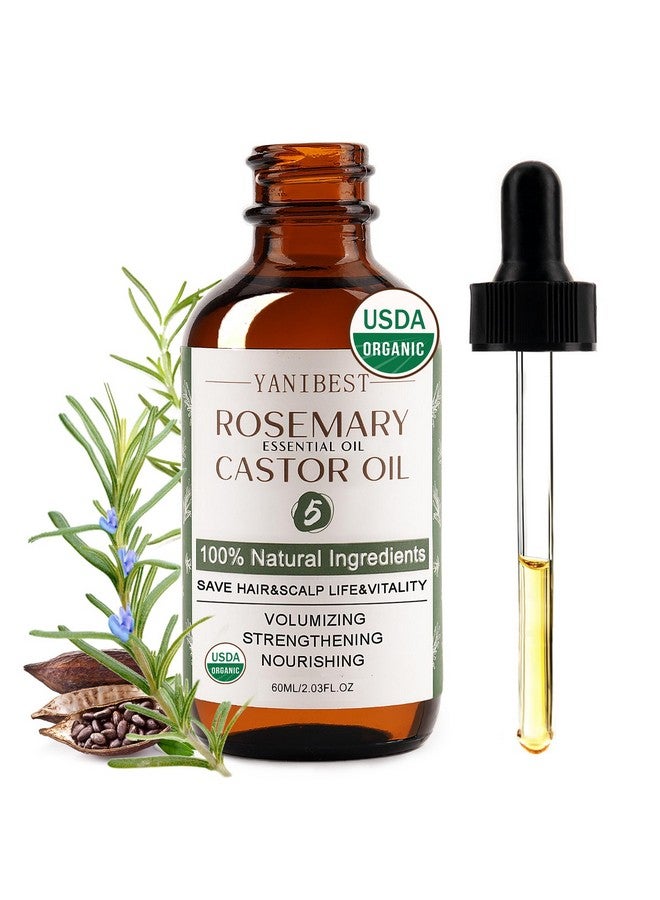 يانيبست زيت إكليل الجبل العطري العضوي من يانيبيست، زيت الخروع، زيت شعر طبيعي نقي 100% لتقوية الشعر وتغذيته وإصلاح الشعر التالف وتحسين صحة فروة الرأس - Image 1