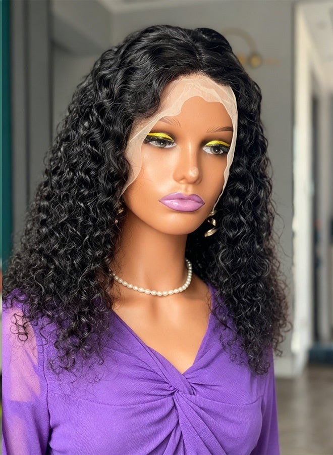 الألياف الاصطناعية الرأس الألياف الأفريقية المألوفة لفة صغيرة، السوداء 16 بوصة الأفريقية ملعقة / فلوفي الخنائف غطاء الشعراء، 13x4mm الدانتل الجبهة، جنس واحد، مناسبة لDreadlocks / إغلاق التركيب الخنائف، لا مطلوب خياطة. - Image 1