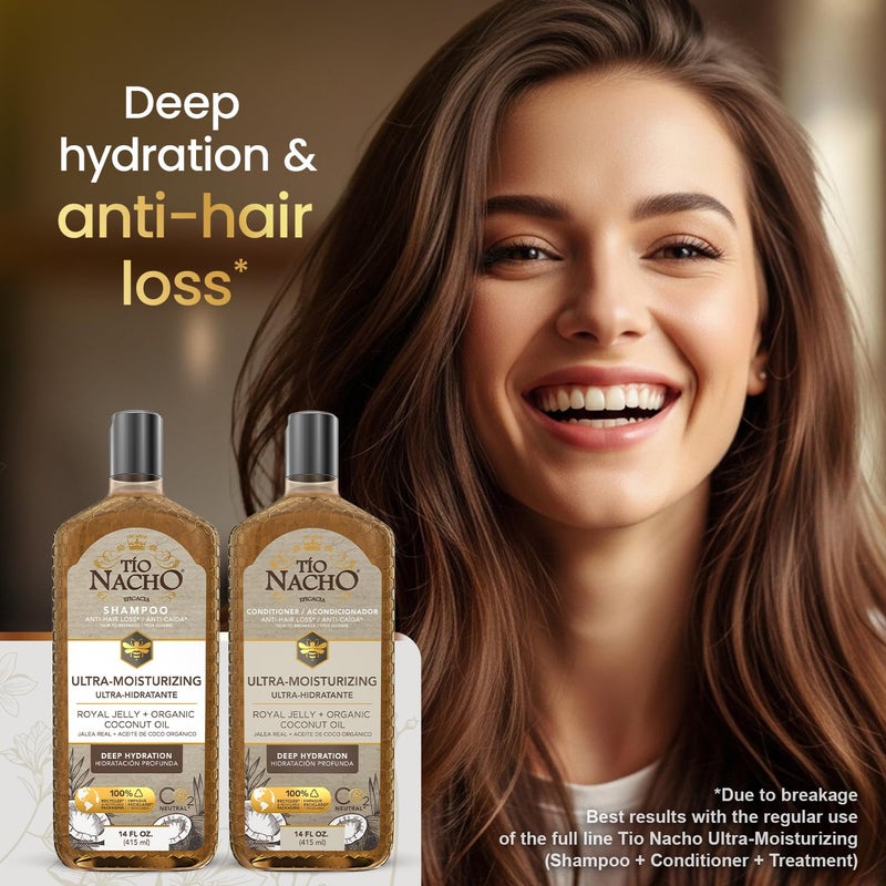 Tio Nacho Ultra-Moisturizing Frizz Control Shampoo and Conditioner Set with Organic Coconut Oil and Royal Jelly for Deep Hydration, Anti-hair loss products for healthier-looking hair, 14 fl oz Each - Image 3