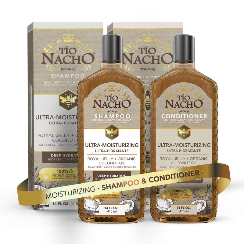 Tio Nacho Ultra-Moisturizing Frizz Control Shampoo and Conditioner Set with Organic Coconut Oil and Royal Jelly for Deep Hydration, Anti-hair loss products for healthier-looking hair, 14 fl oz Each - Image 1
