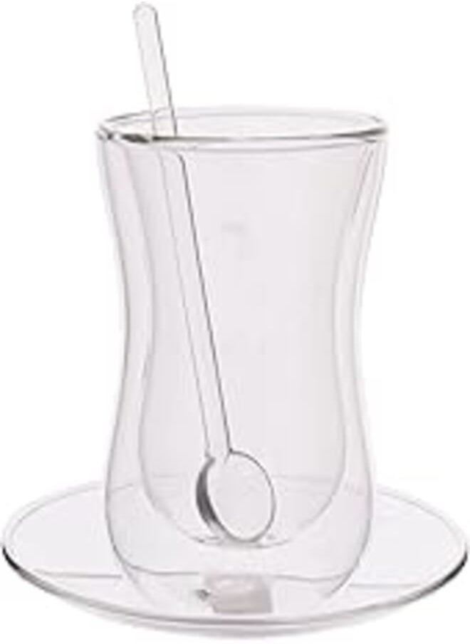 Oxford Oxford Double Glass Mug 150 Ml With Plate And Spoon - SSG046 