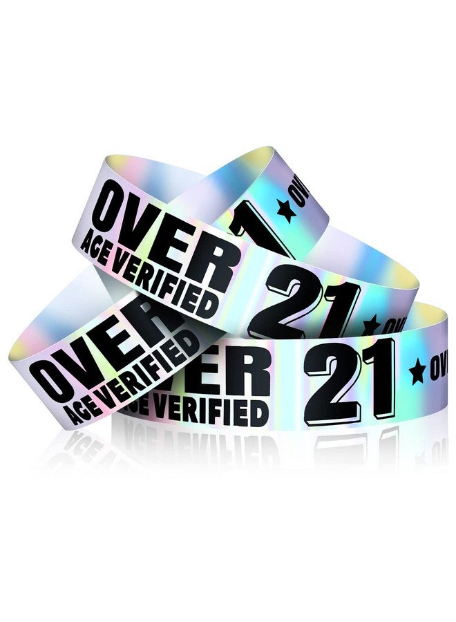 Ferraycle 500 Pcs Over 21 Plastic Wristbands Party Wristbands For Events Wristbands Plastic Bracelets Wristbands Waterproof Wrist Bands Arm Bands For Events Concerts (Silver) - Image 1