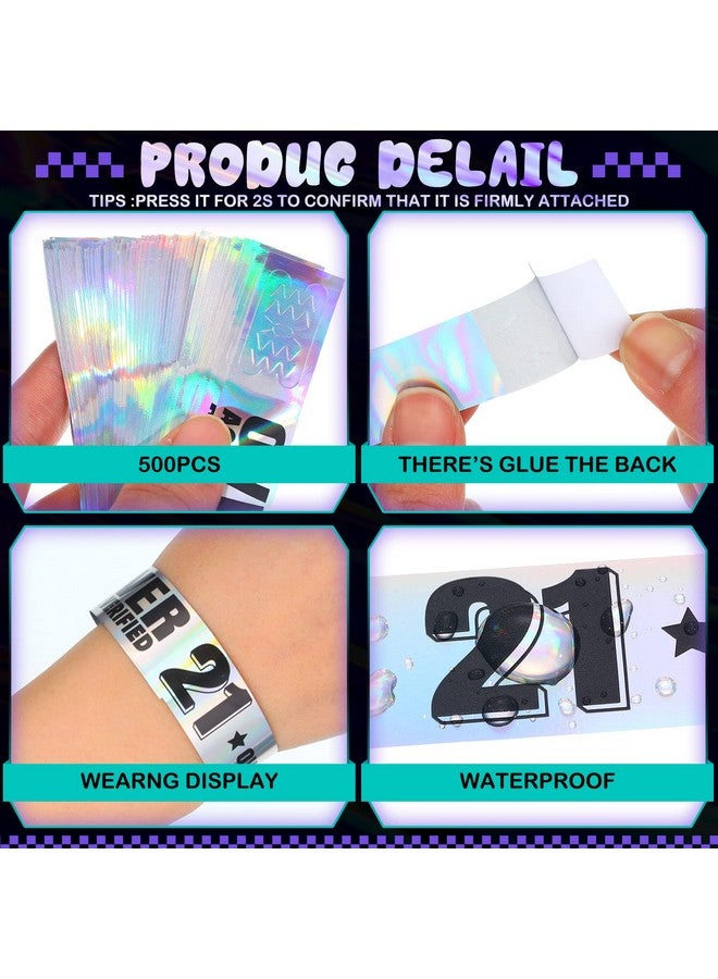 Ferraycle 500 Pcs Over 21 Plastic Wristbands Party Wristbands For Events Wristbands Plastic Bracelets Wristbands Waterproof Wrist Bands Arm Bands For Events Concerts (Silver) - Image 4