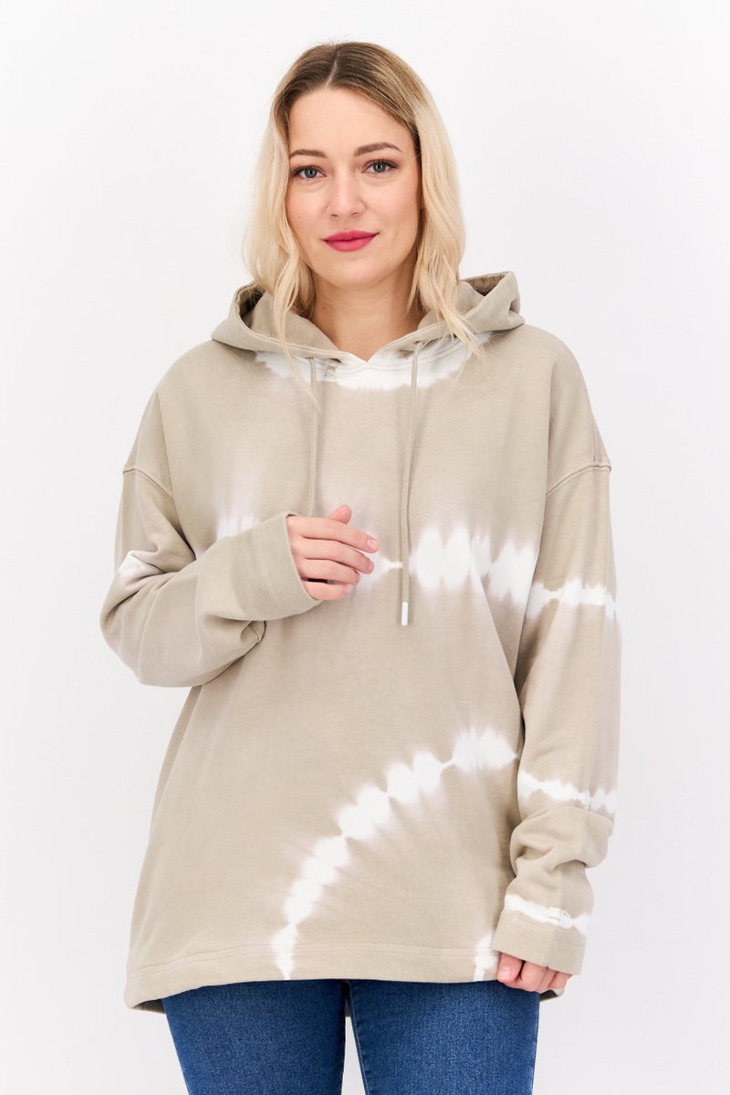 ESPRIT Women Tie Dye Long Sleeve Hoodie, Grey - Image 1