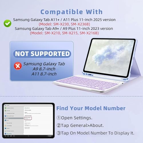 typecase Keyboard Case for Samsung Galaxy Tab A11+ / A11 Plus 2025 (11 Inch) & A9+/ A9 Plus 2023 (11 inch) with Touch Trackpad, Multi Viewing Angle, Wireless Detachable Folio KB Cover & S Pen Holder - Image 2