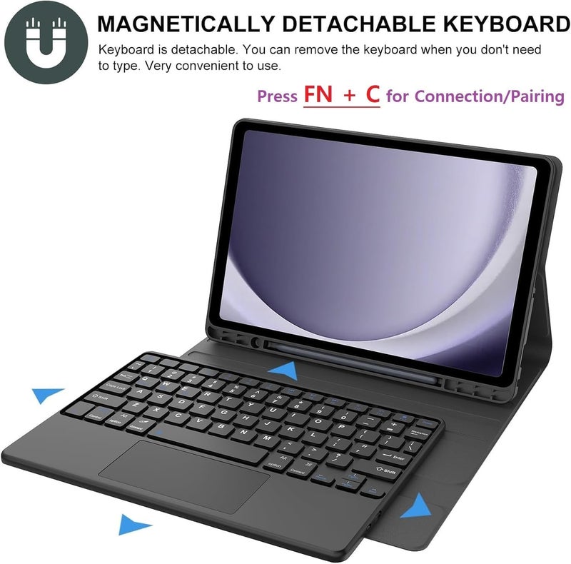 typecase Keyboard Case for Samsung Galaxy Tab A11+ / A11 Plus 2025 (11 Inch) & A9+/ A9 Plus 2023 (11 inch) with Touch Trackpad, Multi Viewing Angle, Wireless Detachable Folio KB Cover & S Pen Holder - Image 4
