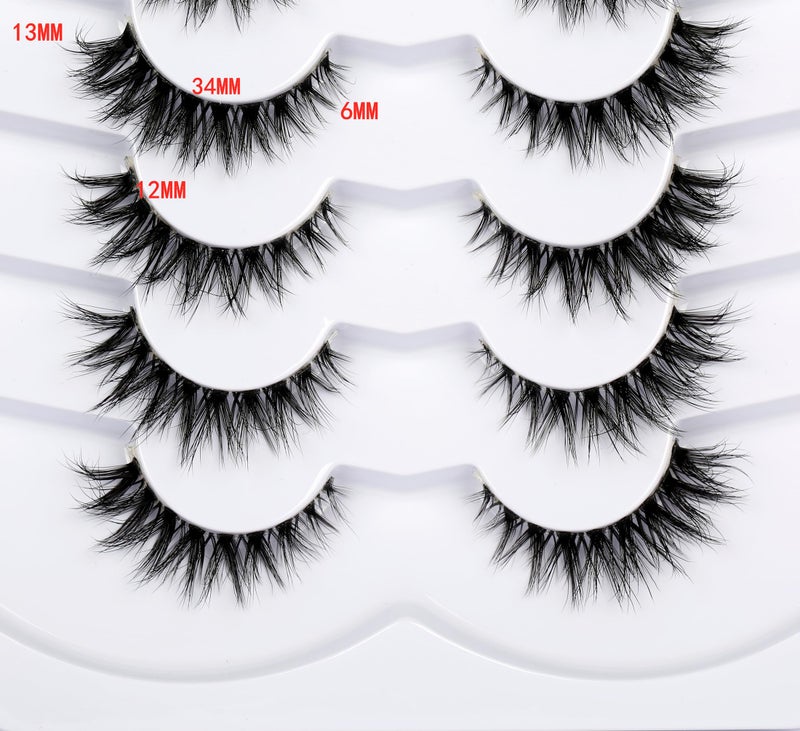 Pooplunch False Eyelashes Invisible Band Cat Eye Look Natural Wispy Lashes Extension Volume Short Fake Eyelashes Faux Mink Lash Strips 7 Pairs Pack - Image 2