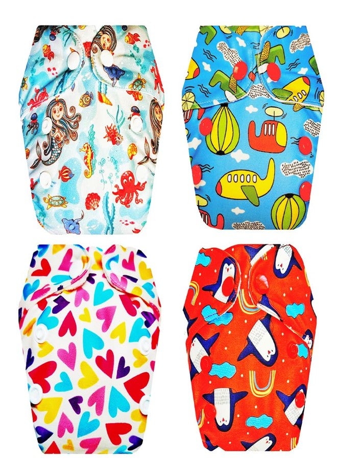 حفاضات قماشية فاخرة من دمبلدو للأطفال حديثي الولادة مع حشوة داخلية (عبوة من 4 قطع) | ملائمة تمامًا | قابلة لإعادة الاستخدام والغسل | سهلة التنظيف | مثالية للأطفال الصغار | من 0 إلى 4 أشهر | للجنسين - Image 1