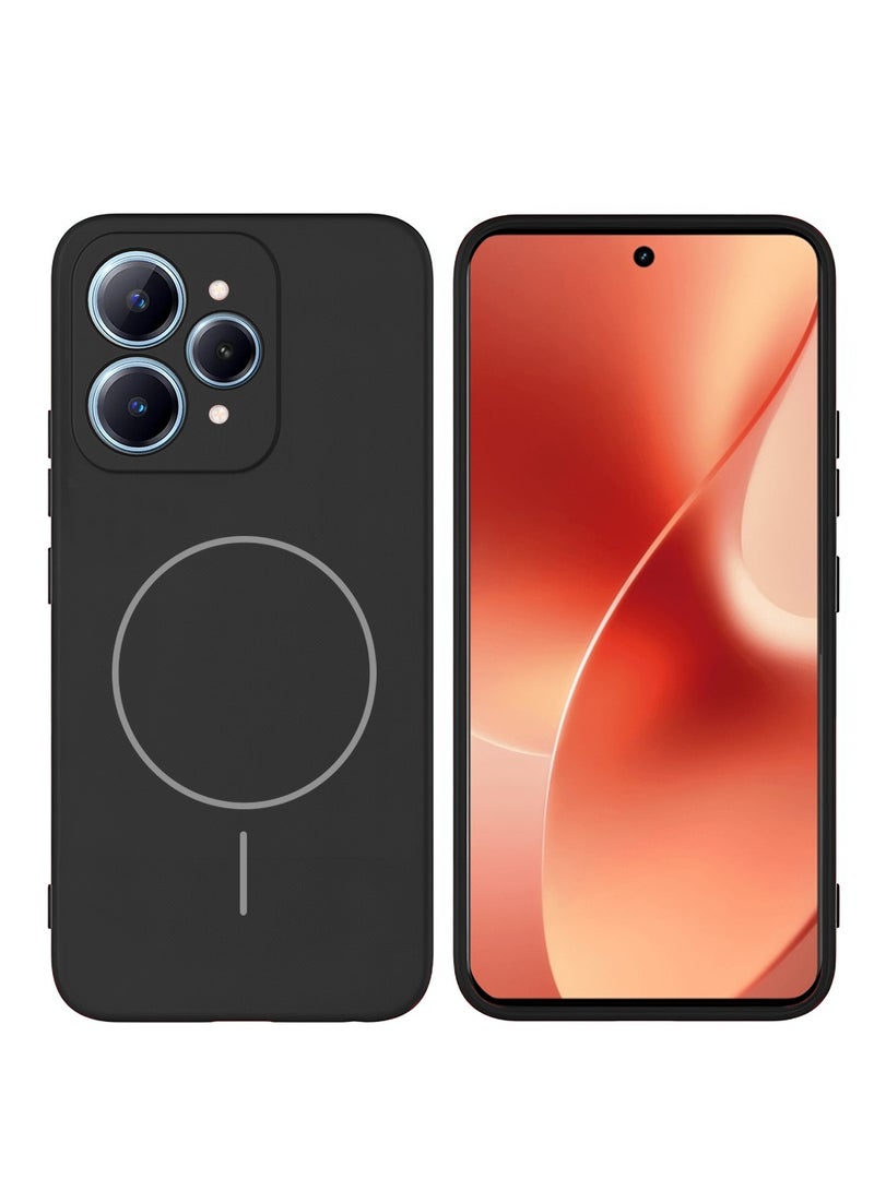 Wtech Realme 15 5G 2025 / Realme 15 Pro 5G 2025 Premium Liquid Silicone Compatible With Thin Magsafe Ring Case Cover (MCMPMN) - Black - Image 1