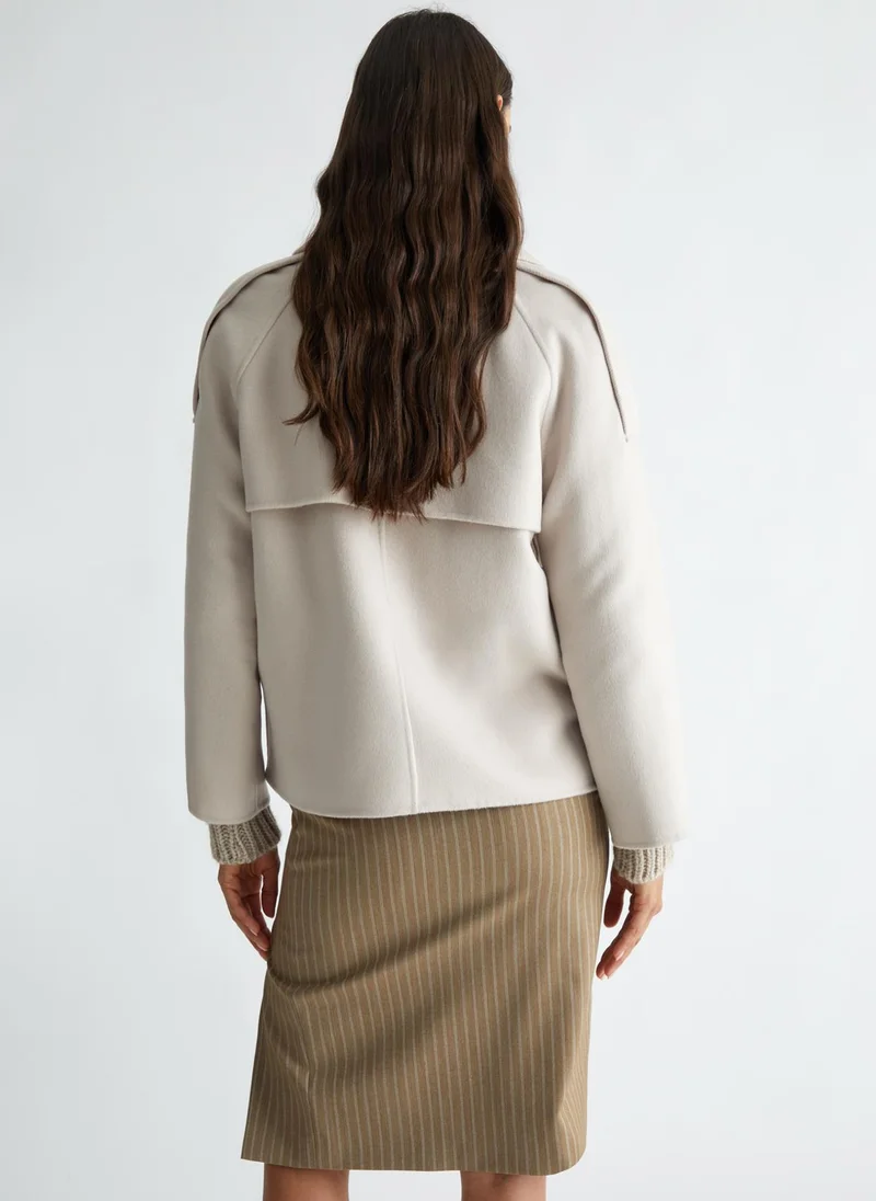 ليو جو معطف صوف مزدوج الصدر