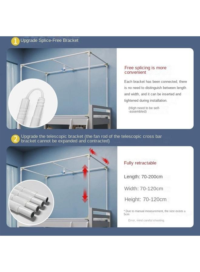 Bluejw Strong Shading College Students' Dormitory Mosquito Net Bed Curtain Integrated 2024 Dormitory Single Upper And Lower Bent Bed Curtain Upper Bent - Image 4
