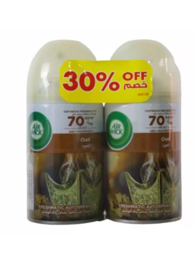 Air Wick Freshmatic Autospray Refill With Oud, Continuous Freshness And Odor Neutralization- 2X250ml - Image 3
