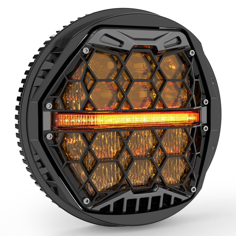 LX-LIGHT DOT Approved 5-3/4" 5.75 Inch LED Headlight with Amber Lens DRL Compatible with Dyna Street Bob Super Wide Glide Low Rider Night Rod Train Softail Deuce Custom Sportster Iron 883,Black - Image 1