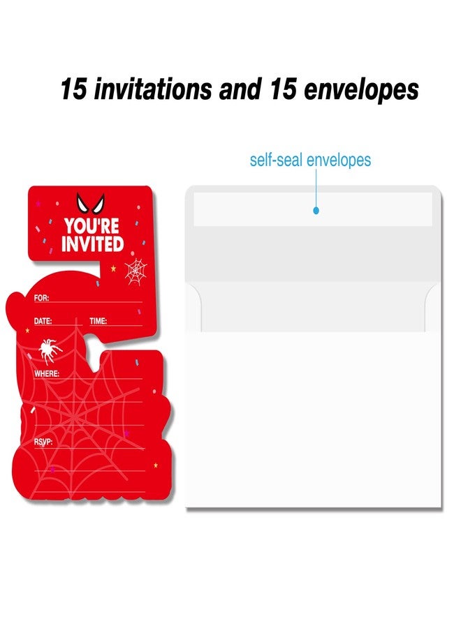 PIXCEOS Superhero 5th Birthday Party Invitations with Envelopes 5 Year Old Birthday Five Shaped Invites Card Boy Party Favors Decorations Supply, 20 Count - Image 3