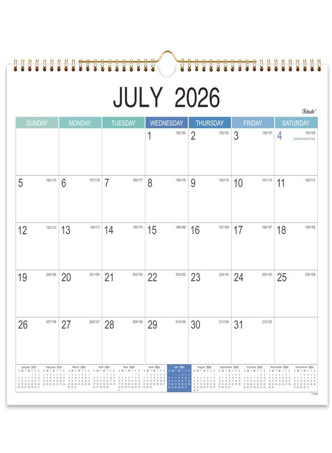 Feteulo 2026-2027 Wall Calendar - Jul 2026 - Dec 2027, 18 Monthly Hanging Calendar 2026-2027 Planner, 15" x 11.5", Spiral Binding, Yearly Overview, Holidays, Large Blocks, Perfect Organizer for Home & Office - Image 1