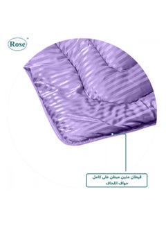 Rose ROSE Luxurious Striped Hotel Comforter, Premium Microfiber, Set of 6 pieces, Soft Lightweight, King size 260x240 cm, Lilac Purple  - Image 3