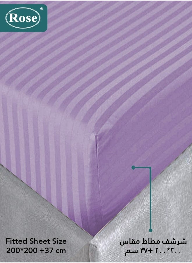 Rose ROSE Luxurious Striped Hotel Comforter, Premium Microfiber, Set of 6 pieces, Soft Lightweight, King size 260x240 cm, Lilac Purple  - Image 4